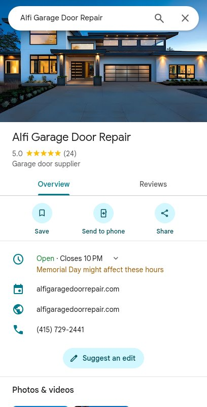 Garage door service in Sausalito